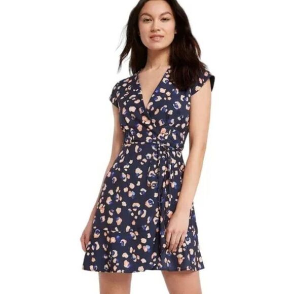 Hutch Wrap Around Clara Navy Blue Leopard Dress XXL (4684) - Picture 1 of 8